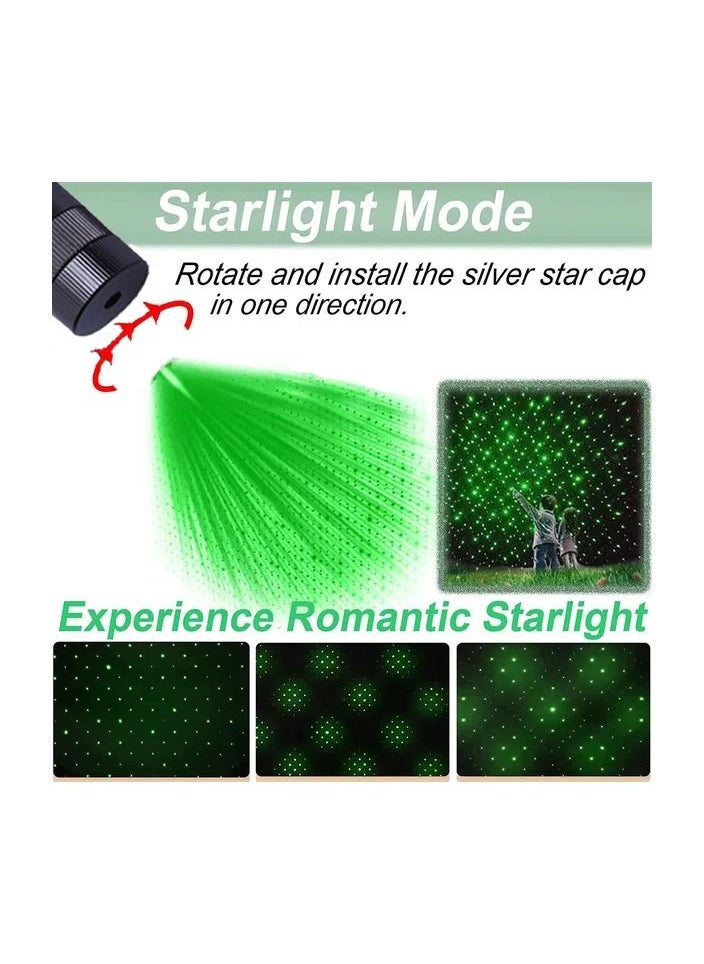 1-Piece Five Different Cool Starlight Modes High Power Long Range Powerful Laser Pointer,Flashlight Green Pointer Pen Rechargeable High Power Laser Pointer for Teaching Outdoor Hunting