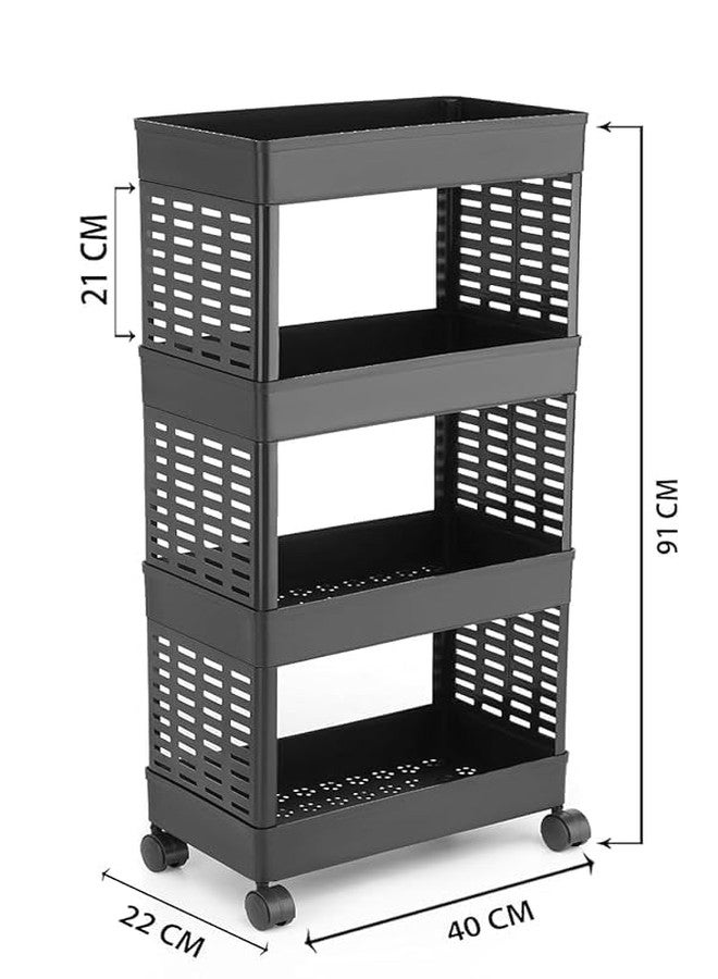 IDITRI EXPORT Kitchen Corner Organizer Rack – 4-Tier Plastic Storage Shelf for Dishes, Jars & More (Black) - Image 2