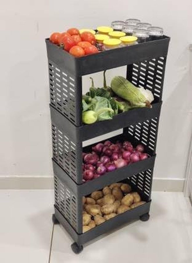 IDITRI EXPORT Kitchen Corner Organizer Rack – 4-Tier Plastic Storage Shelf for Dishes, Jars & More (Black) - Image 3