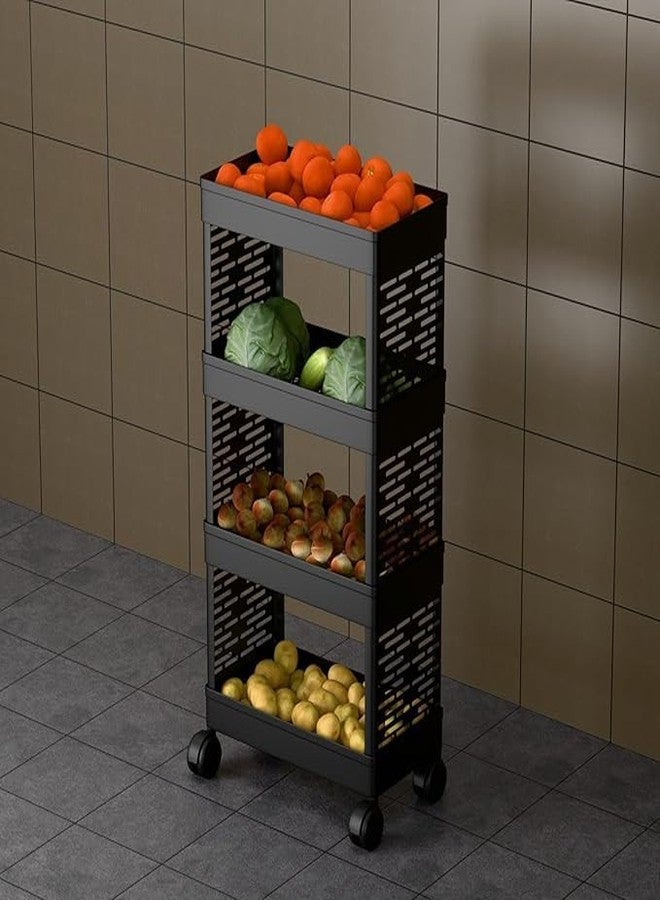 IDITRI EXPORT Kitchen Corner Organizer Rack – 4-Tier Plastic Storage Shelf for Dishes, Jars & More (Black) - Image 4