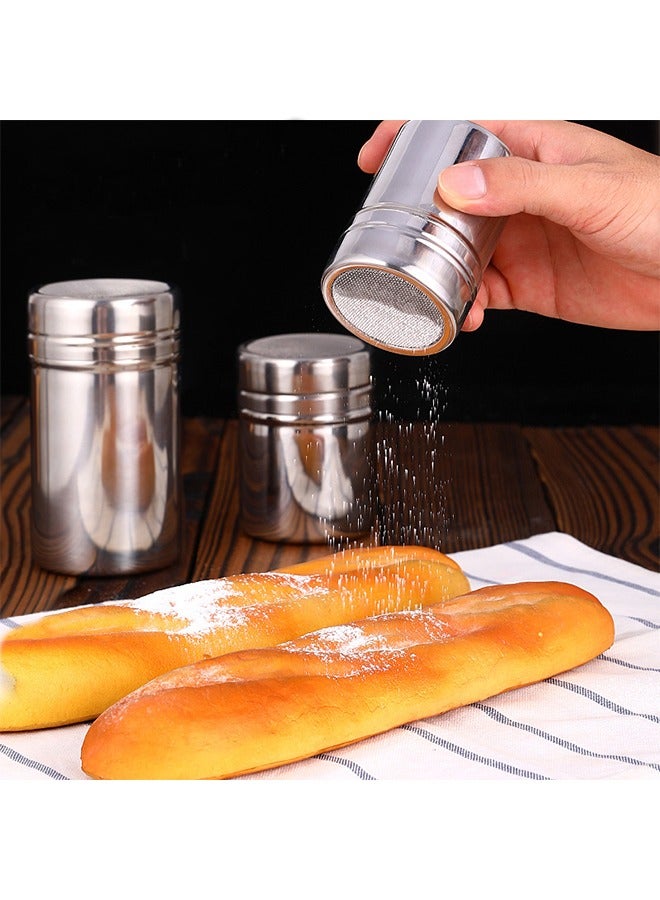 3pcs Stainless Steel Seasoning Shaker Powder Dispenser for Sugar Cocoa and Flour for Baking and Cooking - Image 4