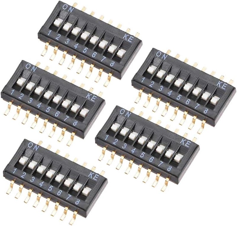 uxcell 5 Pcs Black Surface Mounted Devices DIP Switch 1-8 Positions 1.27mm Pitch for Circuit Breadboards PCB - Image 1