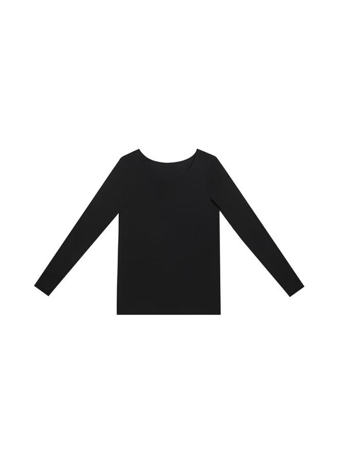 Aimer Women's Round Neck Top Thermal Underwear With Amino Acids, Antibacterial Base Layer, Milk Series Am727952 Black 155