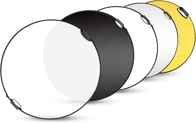 Selens 43 Inch (110cm) Photography Reflector, Collapsible Light Reflector with Carrying Case, 5 in 1 Reflector for Photography Photo Studio Lighting -Translucent, Silver, Gold, White and Black - Image 1