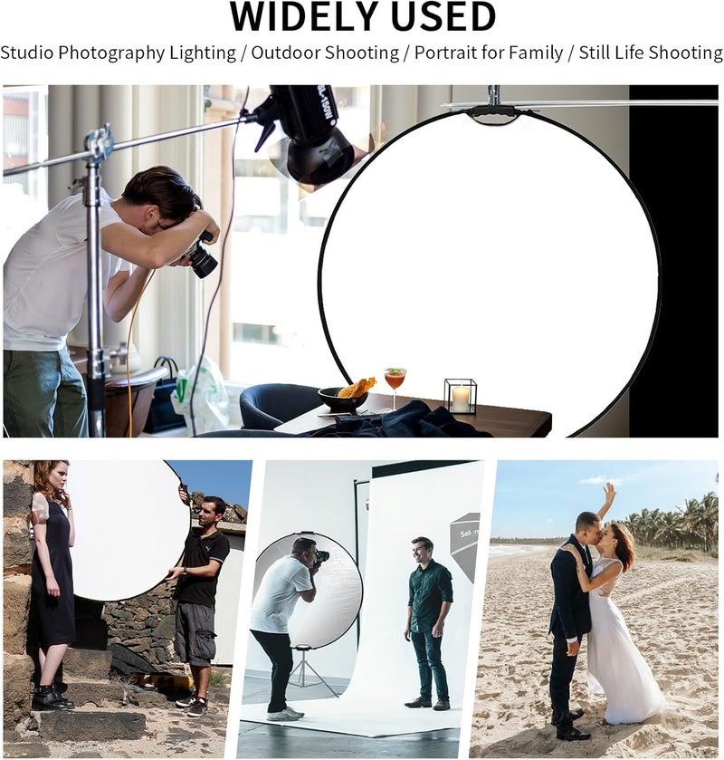 Selens 43 Inch (110cm) Photography Reflector, Collapsible Light Reflector with Carrying Case, 5 in 1 Reflector for Photography Photo Studio Lighting -Translucent, Silver, Gold, White and Black - Image 3