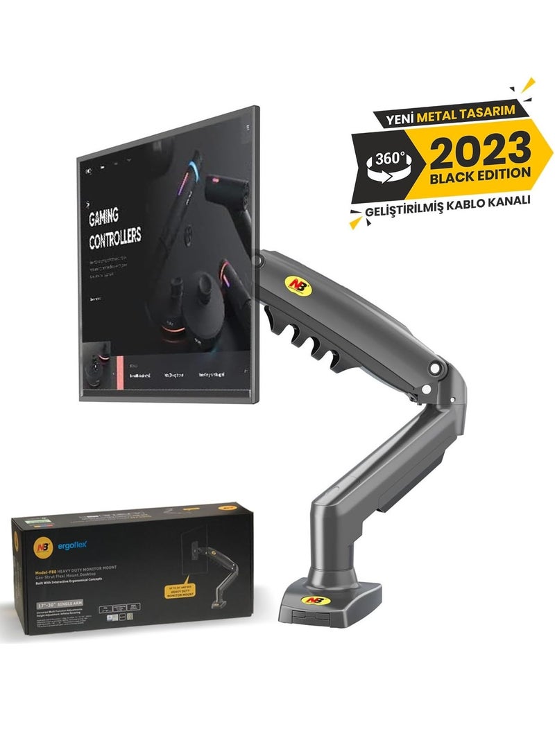 NB NB North Bayou Full Motion Swivel Computer Monitor Stand with Gas Spring Arm and Tilt Angle Adjustable Height for 17-30 inch Screens VESA 75x75/100x100mm with Clamp, Grommet Mounting Base F80 - Image 3