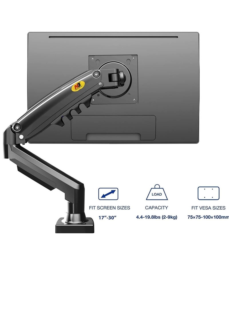 NB NB North Bayou Full Motion Swivel Computer Monitor Stand with Gas Spring Arm and Tilt Angle Adjustable Height for 17-30 inch Screens VESA 75x75/100x100mm with Clamp, Grommet Mounting Base F80 - Image 4