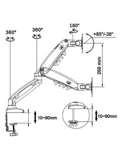 NB NB North Bayou Full Motion Swivel Computer Monitor Stand with Gas Spring Arm and Tilt Angle Adjustable Height for 17-30 inch Screens VESA 75x75/100x100mm with Clamp, Grommet Mounting Base F80  - Image 5
