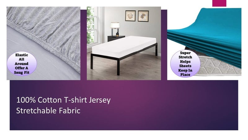 Gilbins 100% Combed T-Shirt Cotton Jersey Knit Camp Sheet Set, 1 Fitted cot Sheet, 1 Flat Sheet, 1 Standard Pillow case Black - Image 4