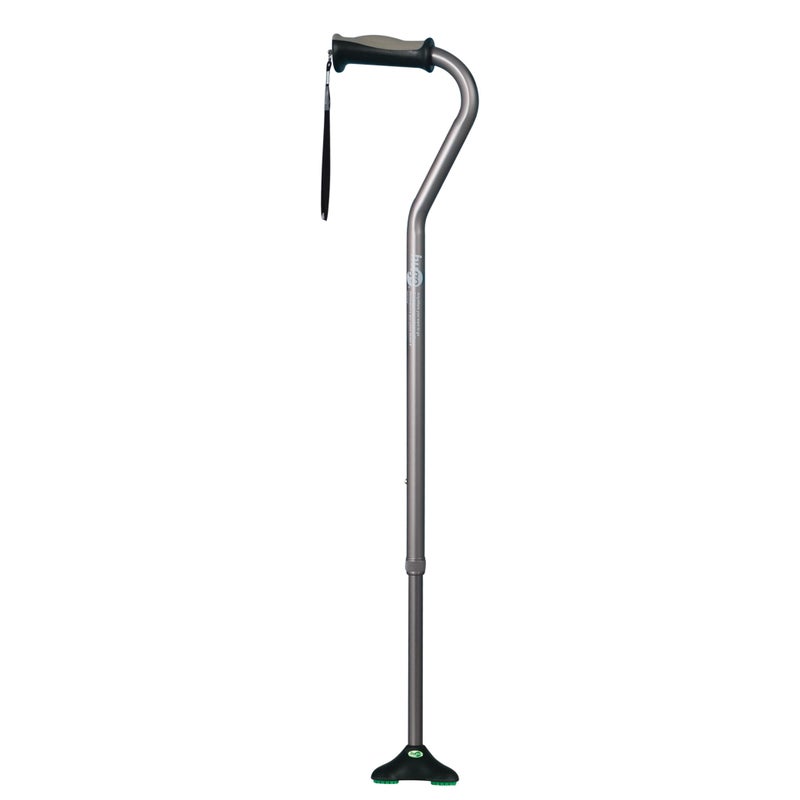 Hugo Mobility 731858 Adjustable Offset Quadpod Walking Cane with Ultra Stable Cane Tip Smoke