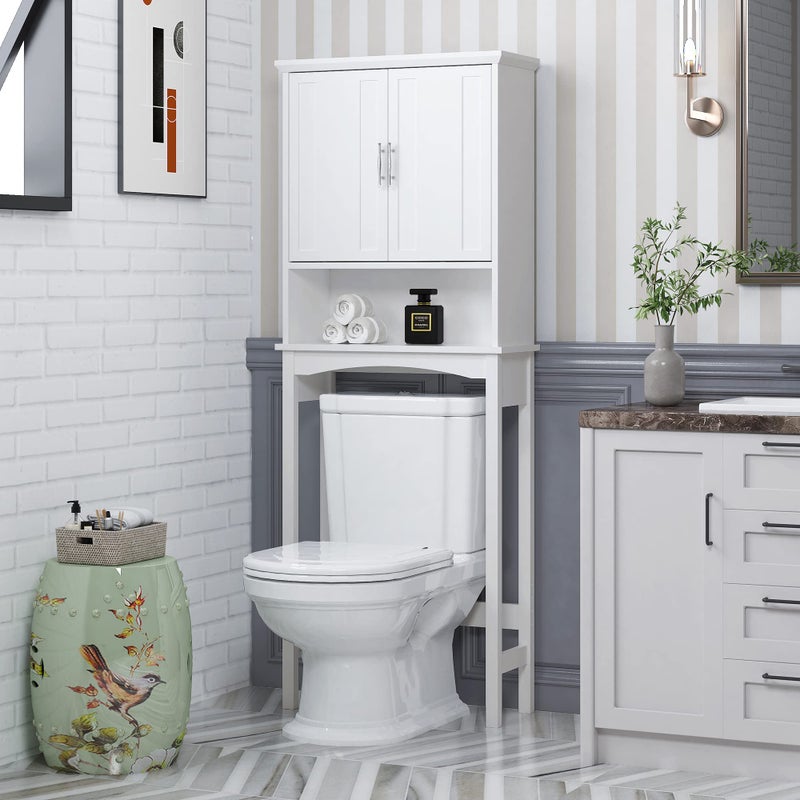 Spirich Over The Toilet Storage Cabinet Bathroom Shelf Over Toilet Bathroom Organizer Space Saver White