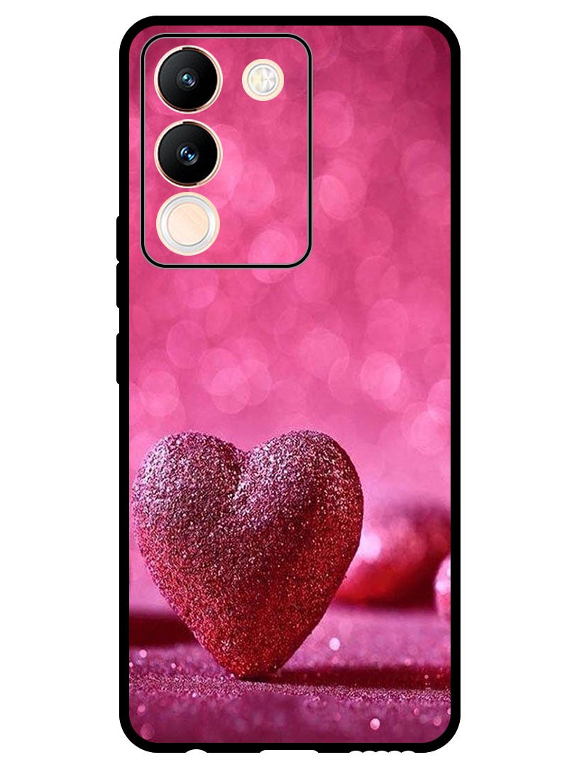 Theodor Protective Case Anti Scratch Shock Proof Bumper Cover For Vivo V29e Dark Pink Gliter Heart - Image 1