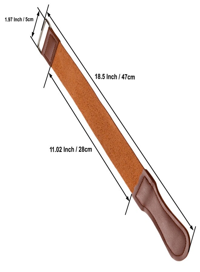Finisolva Leather Razor Strop Strap for Straight Razors, Knives & Chisels, 18.5" x 1.97" Hanging Sharpening Strop with Handle and Swivel Loop, Brown, for Finisolva Diamond Pastes - Image 2