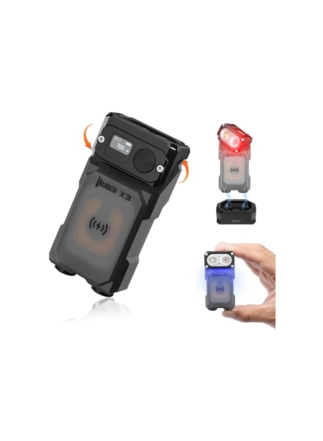 WUBEN X3 Mini Rechargeable Flashlight with Charging Base 180 Degree EDC Keychain Flashlight Twist Ip65 Waterproof Magnet Pocket Flashlight 10 Mode Type-C Lanyard for Camping, Outdoor,Inspection, Gift - Image 2