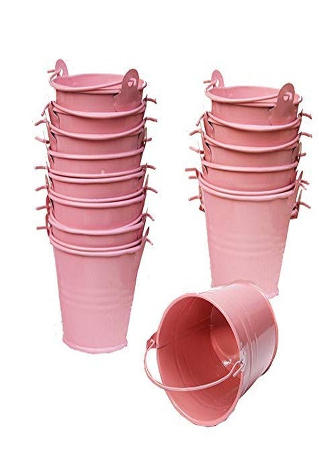 Amajoy 30 Pack Mini Metal Bucket Tin with Sheer Bag Candy Box Buckets Souvenirs Gift Pails for Bridal Wedding Party Baby Showers,Pink - Image 1