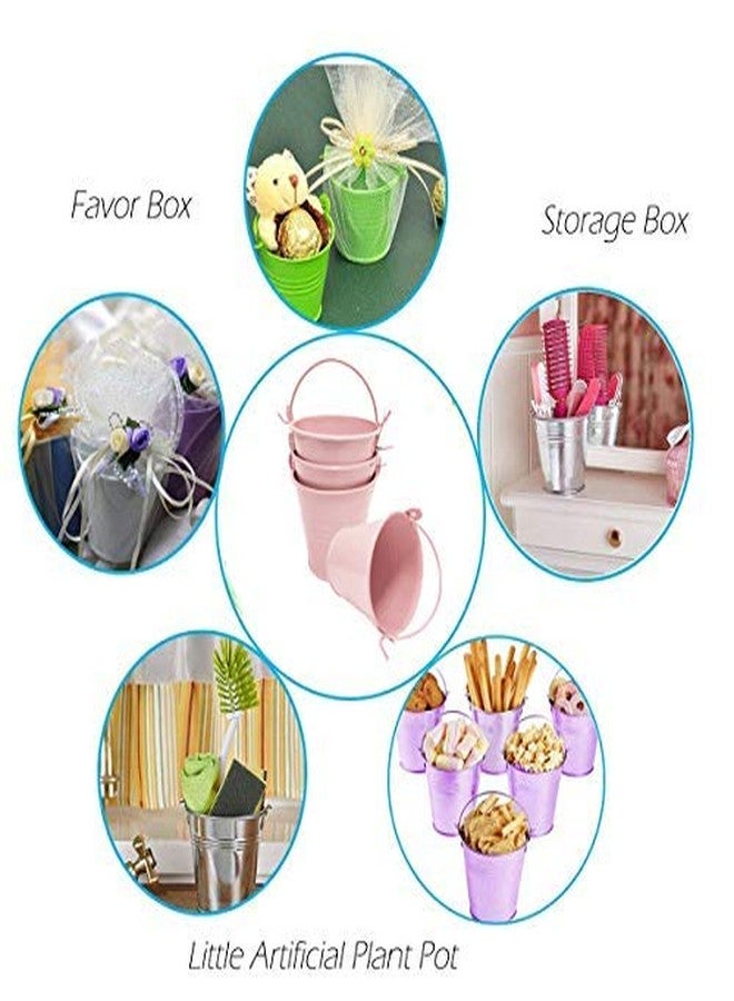 Amajoy 30 Pack Mini Metal Bucket Tin with Sheer Bag Candy Box Buckets Souvenirs Gift Pails for Bridal Wedding Party Baby Showers,Pink - Image 4
