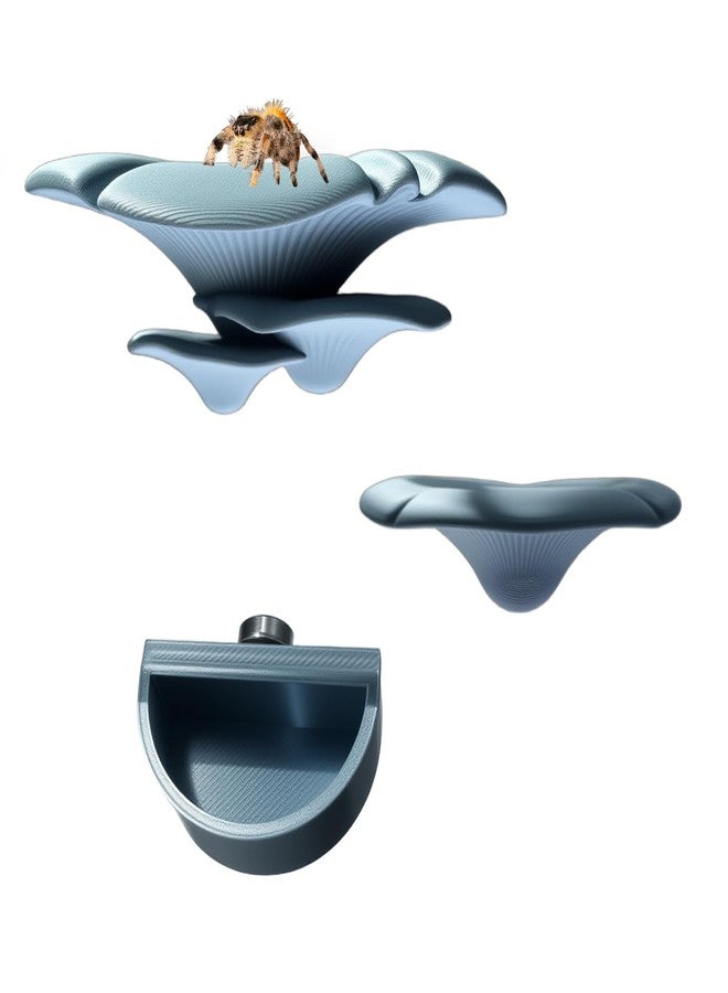 Okueejur 2 Pack Jumping Spider Accessories Mushroom Ledges & 1 Pack Water Bowl with Magnets for Spoods Jumping Spiders Magnetic Ledge Ladder Pet Spider Accessories (Not Included The Terrarium) (Silver) - Image 1
