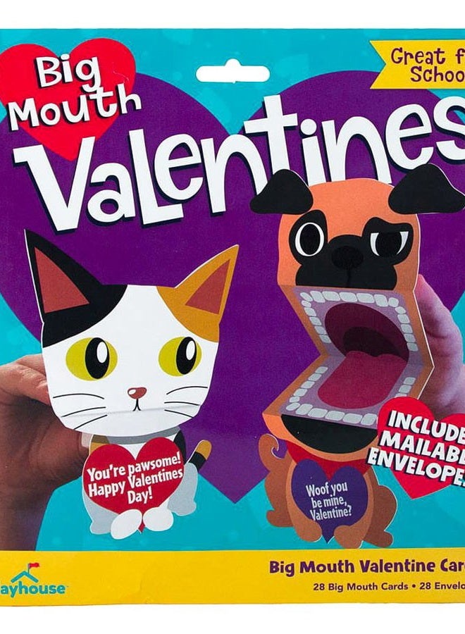Playhouse Big Mouth Puppet Pets 28 Card Super Valentine Exchange Pack for Kids with Mailable Envelopes - Image 1