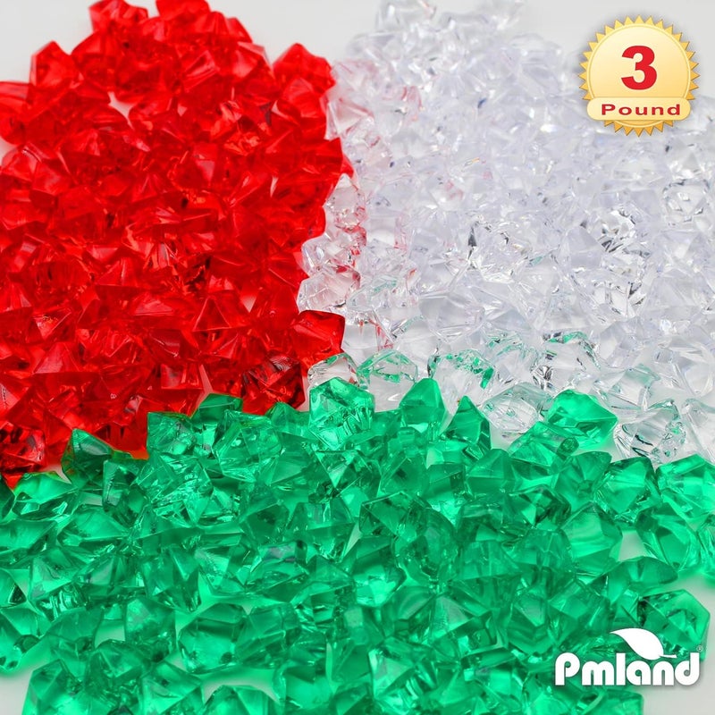 PM لاند PMLAND أحجار جليدية أكريليكية باللون الوردي، 550 قطعة، في كيس بسعة 2.25 ��ارورة. بلورات وجواهر مزيفة على شكل مكعبات مطحونة، مناسبة لملء الأواني وتزيين المناسبات الاحتفالية وحفلات الزفاف. - Image 4
