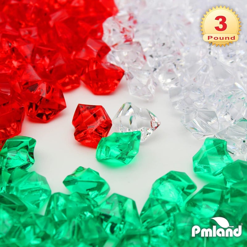 PM لاند PMLAND أحجار جليدية أكريليكية باللون الوردي، 550 قطعة، في كيس بسعة 2.25 ��ارورة. بلورات وجواهر مزيفة على شكل مكعبات مطحونة، مناسبة لملء الأواني وتزيين المناسبات الاحتفالية وحفلات الزفاف. - Image 3