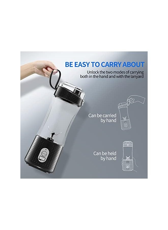 Portable Personal Blender for Smoothie and Shakes，Powerful 3D Blades 4000mAh USB Rechargeable Juicer Cup（Black）