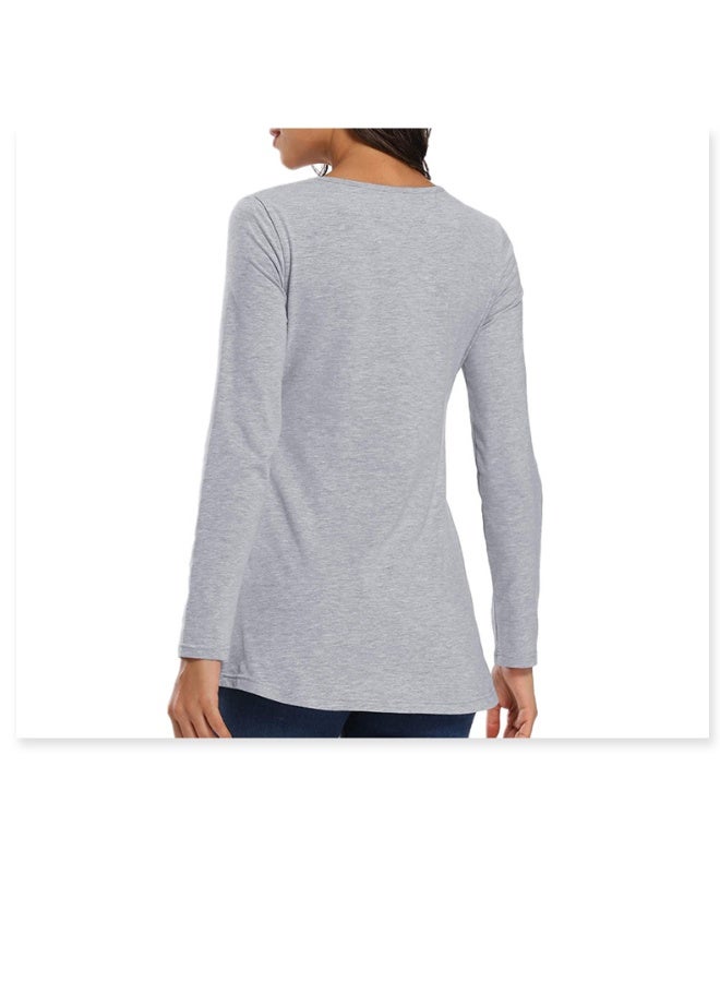 سكت شيكترو بلوزة رضاعة خريفية، تيشيرت قطني خالص بأكمام طويلة، ملابس رضاعة للحوامل، تيشيرت بأكمام طويلة للنزهات الخريفية/الشتوية للأمهات بعد الولادة. - Image 5