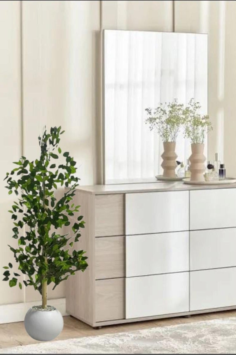 Al-Rawasem House Lemon leaf tree with a white pot, attractive design, make your home more elegant, 130 cm - Image 3