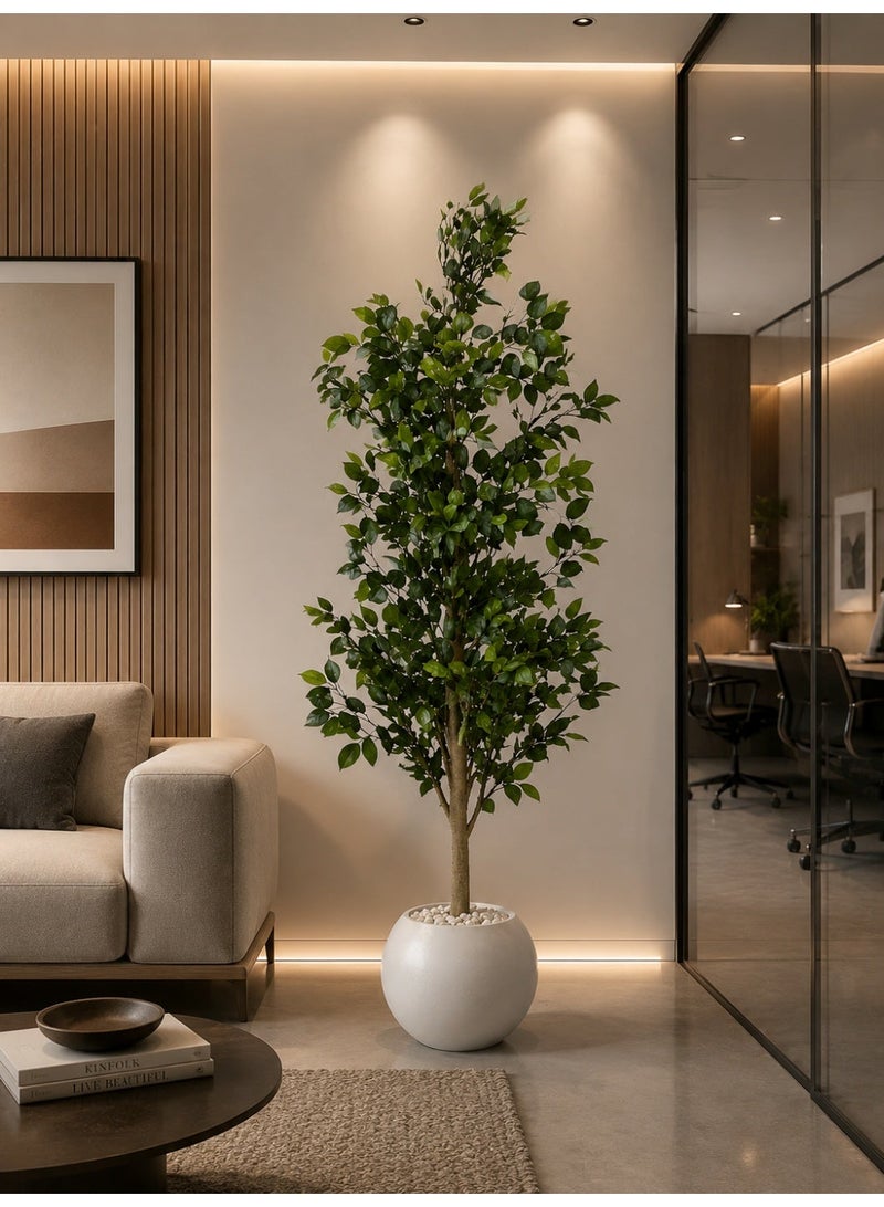 Al-Rawasem House Lemon leaf tree with a white pot, attractive design, make your home more elegant, 130 cm - Image 1
