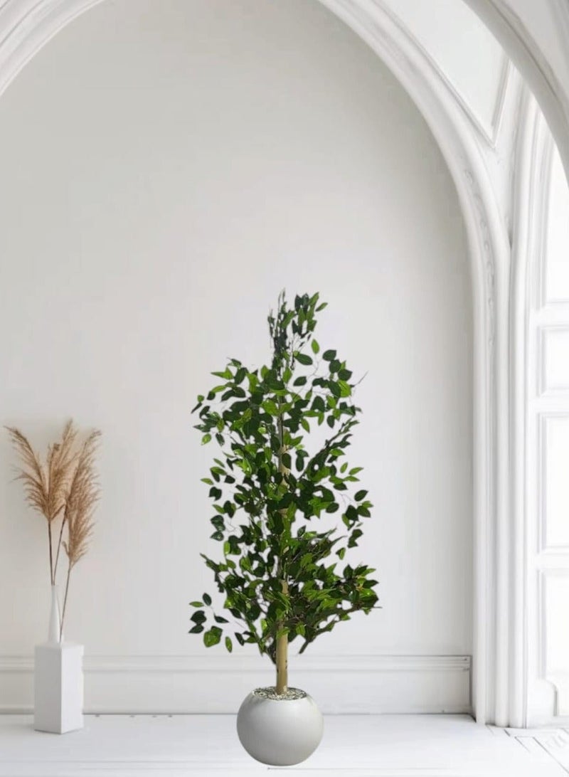 Al-Rawasem House Lemon leaf tree with a white pot, attractive design, make your home more elegant, 130 cm - Image 4