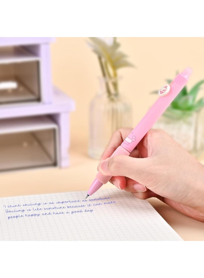 8 Pcs Erasable Gel Pens, Blue Ink Pens, Cute Retractable Pen with Eraser, 0.5mm Fine Point, Quick Dry Gel Ink Pen, Easy to Use, 4 Different Pattern, for Crossword Puzzles and Making Plans - Image 3