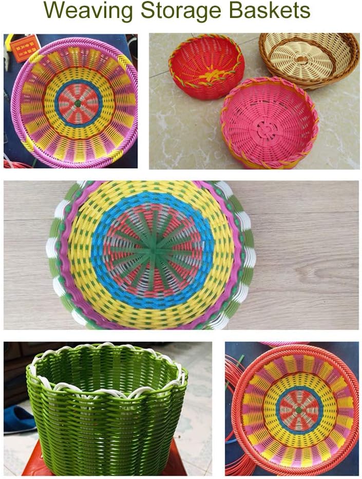 Feyart Round Plastic Rattan 2.5mm Plastic Wicker Round Faux Rattan for Repairing and DIY Weaving Storage Basket (Khaki) - Image 2