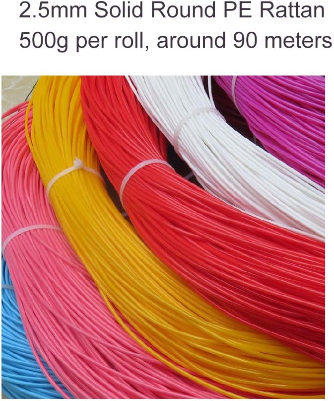 Feyart Round Plastic Rattan 2.5mm Plastic Wicker Round Faux Rattan for Repairing and DIY Weaving Storage Basket (Khaki) - Image 1