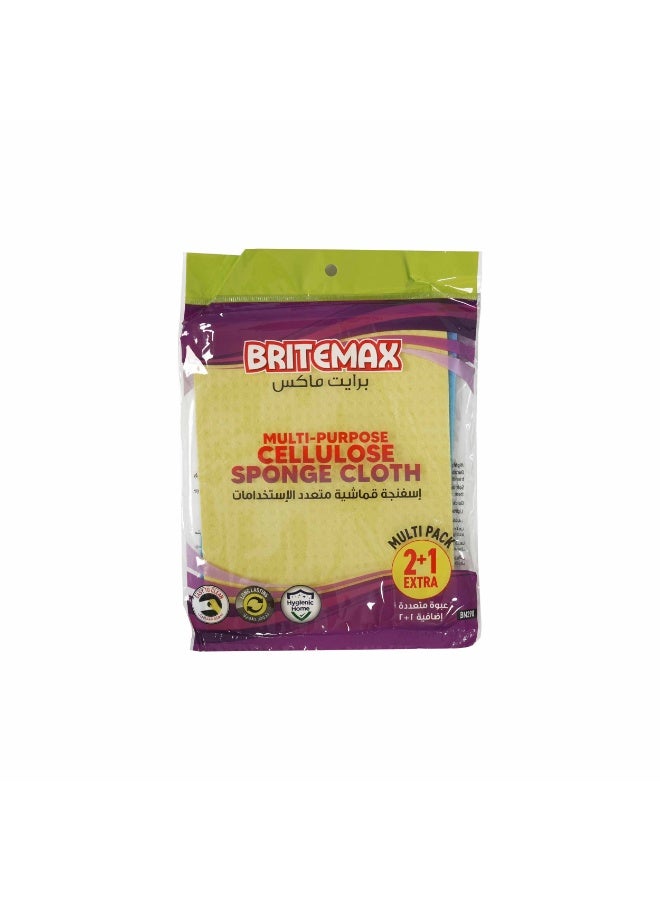 Multi-Purpose Cellulose Sponge Cloth 3PCS, Highly Absorbent Reusable Cleaning Cloth, Soft Non-Abrasive Quick-Dry Household Sponge Cloth, BM290