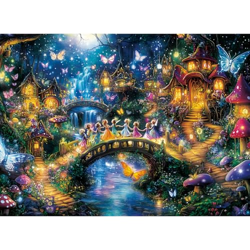 VOLUVOLU 300 Pieces Butterfly Puzzles for Adults Fairy Puzzle for Adults Children Scenery Puzzle 300 Pieces Gift for Birthday Home Decor Fun for Family Entertainment205 15 in - Image 1
