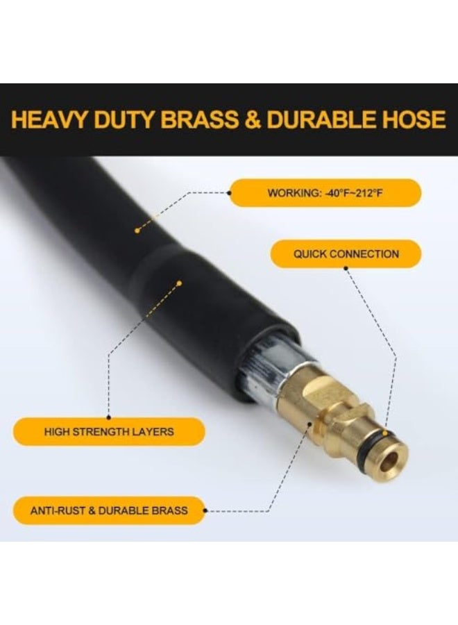 XICEN 15M High Pressure Washer Hose Extension and Nozzle for Pressure Washer Fit for Karcher K2 K3 K4 K5 40Mpa/5800Psi Replacement Parts, Click Type Plug Quick Connector Accessories (Type1)  - Image 3