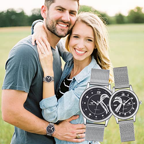 ManchDa Valentine's Day His & Her Watches - Silver Couple Gift Pair - Image 2