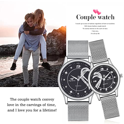 ManchDa Valentine's Day His & Her Watches - Silver Couple Gift Pair - Image 5