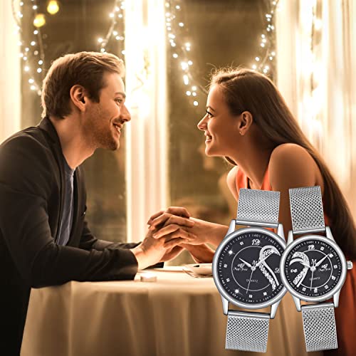 ManchDa Valentine's Day His & Her Watches - Silver Couple Gift Pair - Image 4