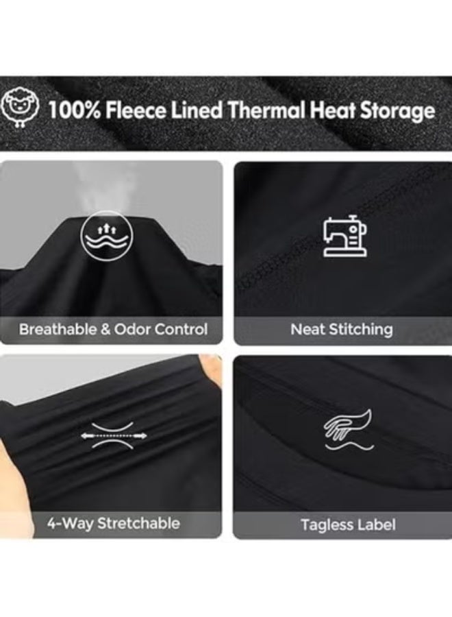 "Men's Thermal Underwear Set with Merino Wool Lining - Windproof Hunting Base Layer  Desert Safaris & Winter Camping | Moisture-Wicking, Odor-Resistant Black Gear (Top & Bottom)" - Image 3