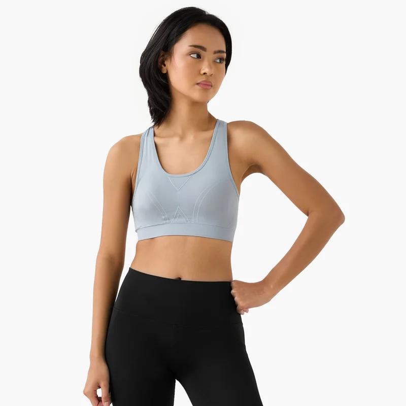 ADOT by Splash Textured Racerback Sports Bra with Scoop Neck