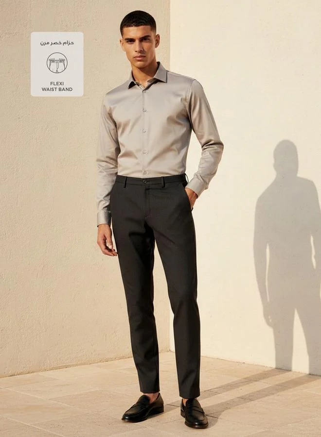 Splash FAV Black Men Slim Fit Formal Trousers for Men | Best Price UAE