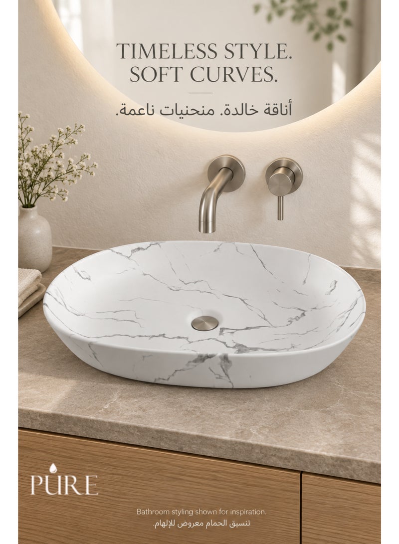 بيور PURE - حوض رخامي مستدير - أبيض - Image 1