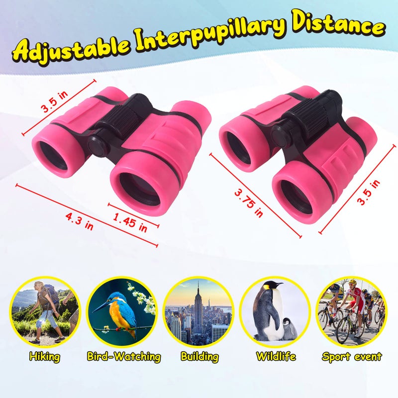 ESSENSON Binoculars for Kids Toys Gifts for Age 3-12 Years Old Boys Girls Kids Telescope Outdoor Toys for Sports and Outside Play Hiking, Bird Watching, Travel, Camping, Birthday Presents (Pink) - Image 3