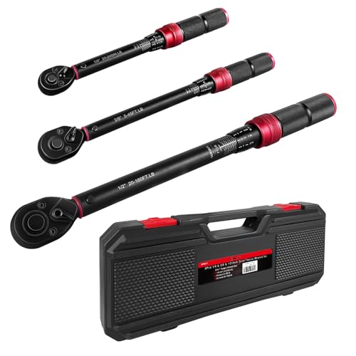 WETT 3Pcs Torque Wrench Set, 1/4'' & 3/8'' & 1/2'' Drive Click Torque Wrench, Dual-Direction Adjustable Reversible 72-Tooth Ratchet Handle, 20-240IN.LB, 5-45FT.LB, 20-160FT.LB - Image 1