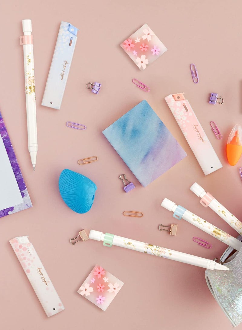 Captaintech Kawaii Cherry Mechanical Pencil Set - 6 Automatic Drafting Pencils (0.7mm) with 6 Refills & 4  Cherry Erasers for Sketching & Architecture Drawing - Image 3