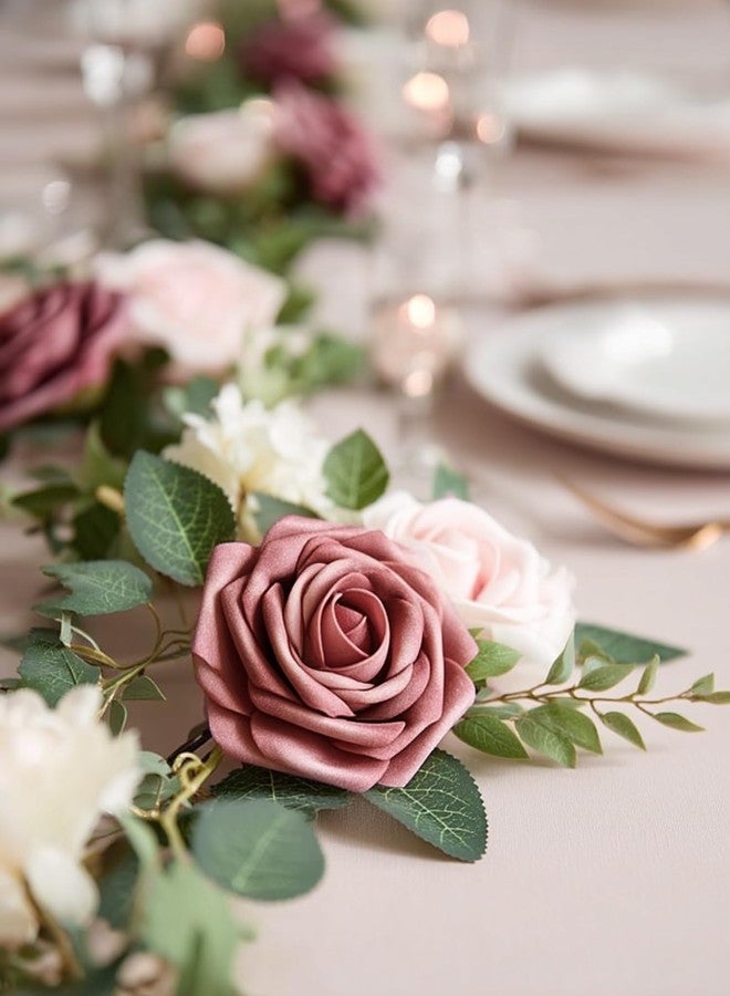 InnoGear Artificial Flowers, 50 Pcs Dusty Pink Foam Fake Roses Bulk with Stems for Decoration DIY Wedding Bouquets Centerpieces Bridal Shower Party Christmas Tree - Image 5