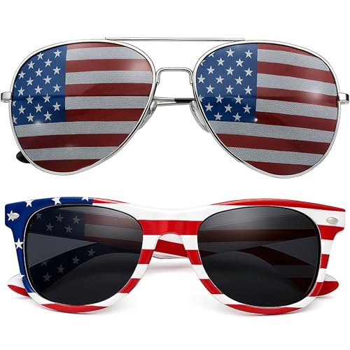 grinderPUNCH 2 Pair Combo Patriotic American US Flag Sunglasses Bulk USA - Image 1