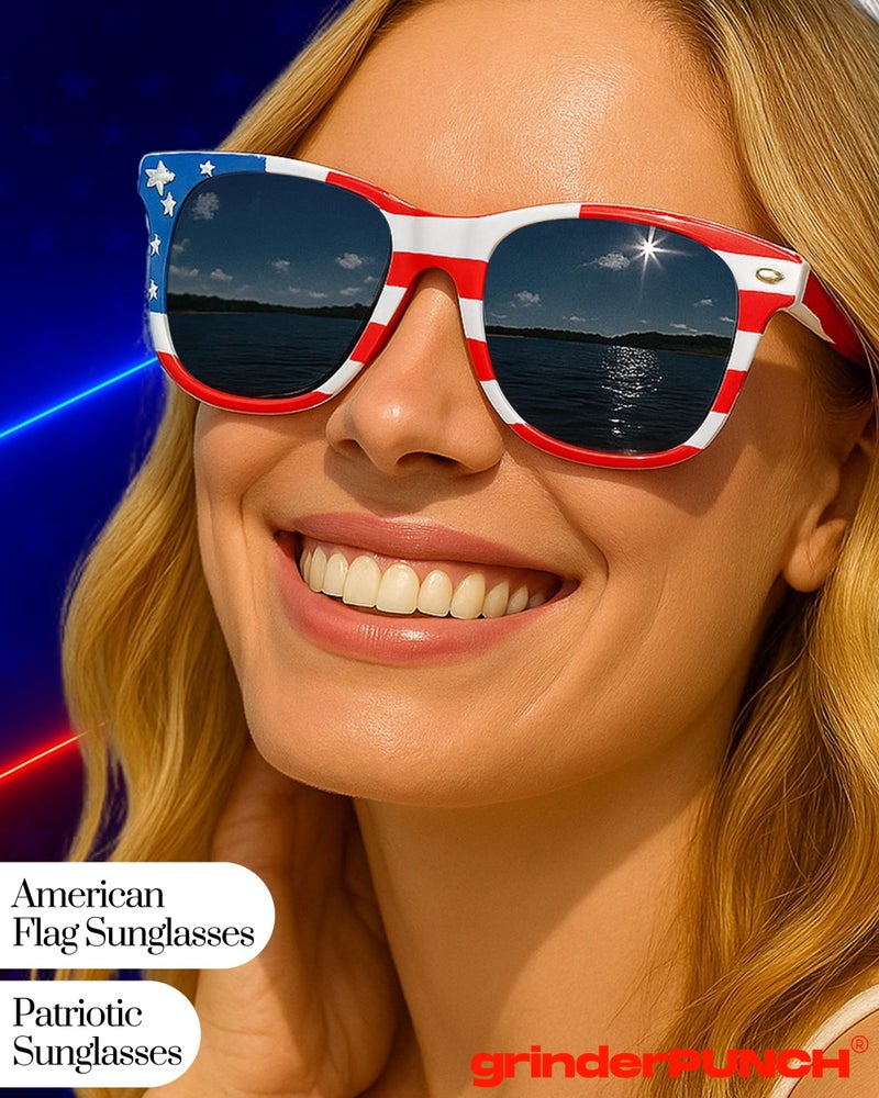 grinderPUNCH 2 Pair Combo Patriotic American US Flag Sunglasses Bulk USA - Image 3