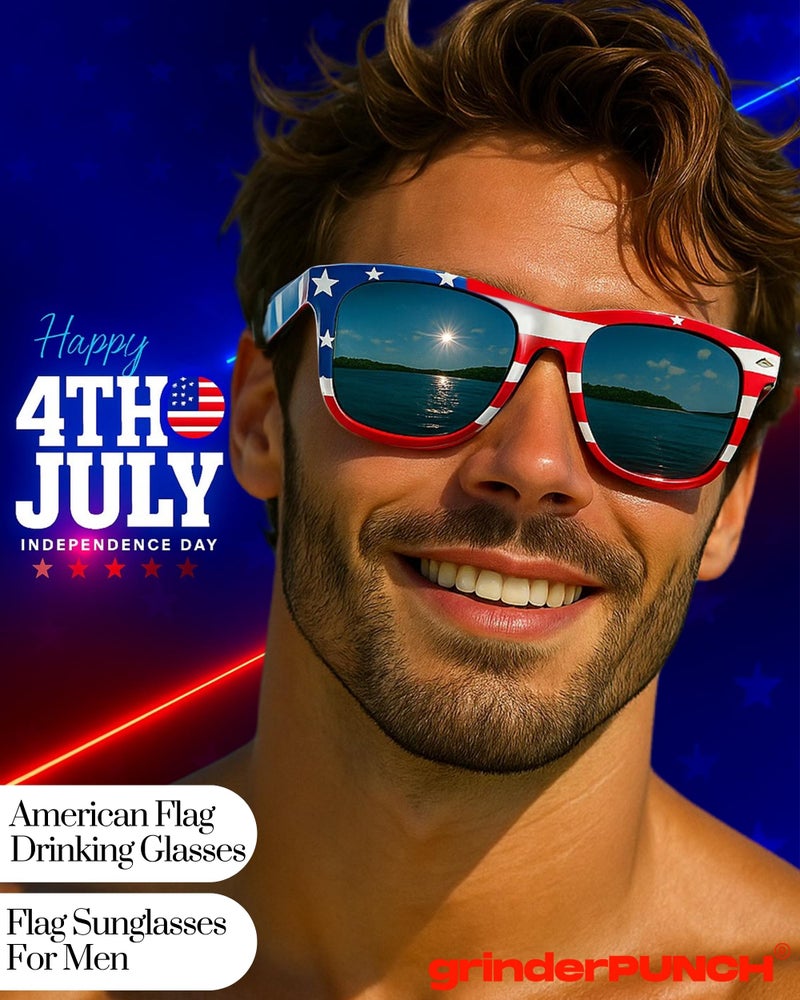 grinderPUNCH 2 Pair Combo Patriotic American US Flag Sunglasses Bulk USA - Image 5