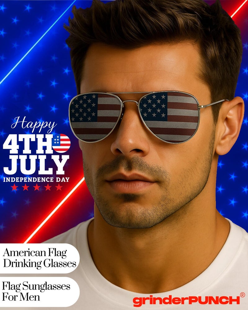 grinderPUNCH 2 Pair Combo Patriotic American US Flag Sunglasses Bulk USA - Image 2